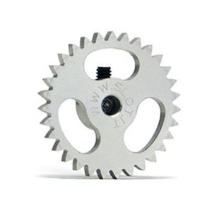 Corona 31d. motor transversal 18mm. Aluminio aligerado para eje 2.38mm Fijada mediante tornillo allen M2