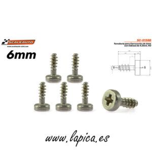 Tornillería para Carrocerías de 6mm con Cabeza de 4,3mm. M2