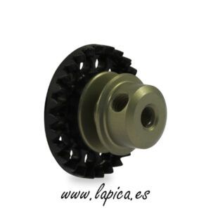 Corona 27d. In-Line en Nylon Negro para Eje 3/32 fijación por tornillo M2,5.